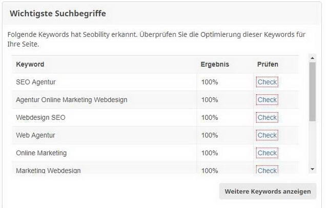 seo-agentur-online-marketing-webdesign.de - Keyword Bewertung