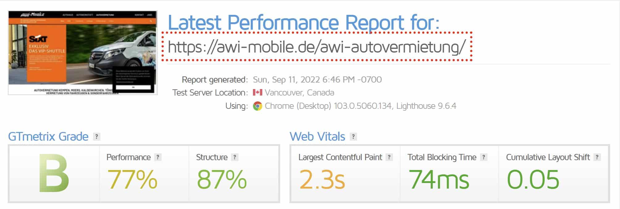 2022-09-12 03_46_37-Latest Performance Report for_ https___awi-mobile.de_awi-autovermietung_ _ GTmet