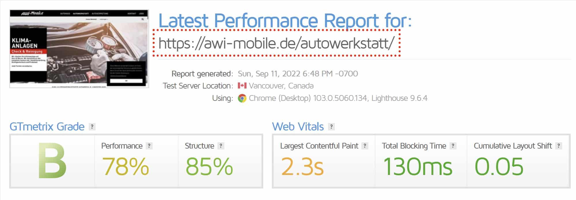 2022-09-12 03_48_53-Latest Performance Report for_ https___awi-mobile.de_autowerkstatt_ _ GTmetrix